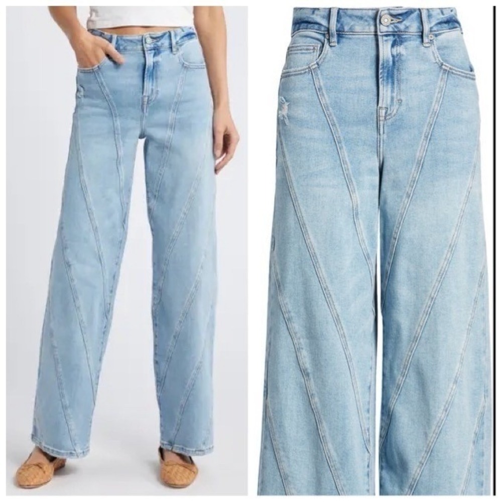 Hidden‎ LA Wide Leg Jeans Diagonal Seam Dad Medium Wash 30 10 Streetwear Capsule